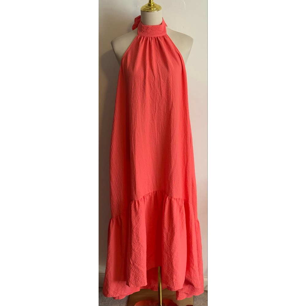 Women's A New Day Coral Halter Neck Maxi Dress XL